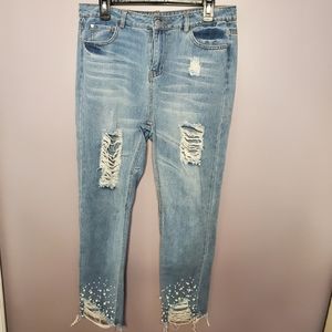 Hayden Destroyed and Pearl Denim Jeans Size Medium Style H6214